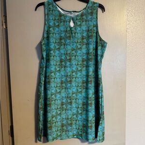 Sleeveless Geometric Green Dress